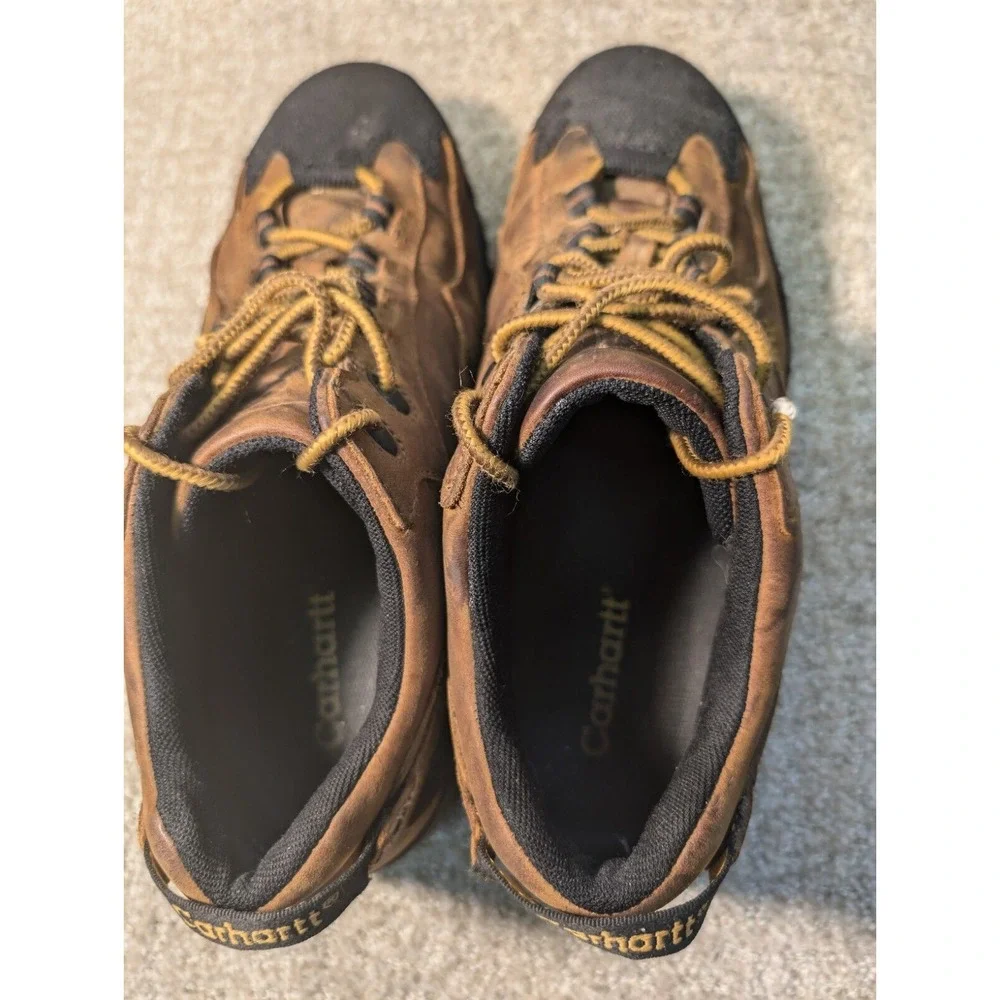 Carhartt Work Boots Mens 9.5 Steel Toe Safety Shoes Brown Leather Vintage